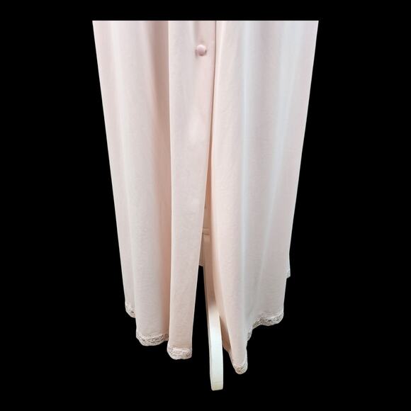 VTG Shadowline Housecoat Women’s Medium Pink Embroidered Full Length Day Robe - Picture 12 of 15